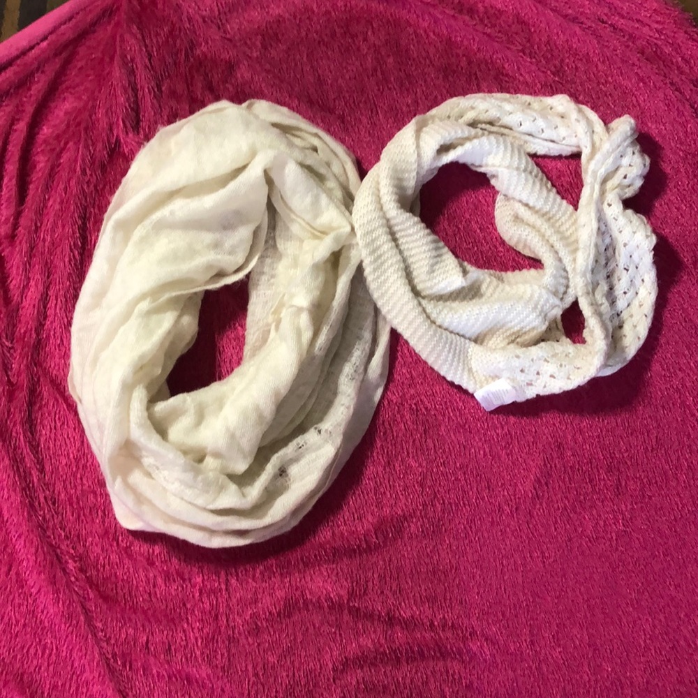 two big white scarves